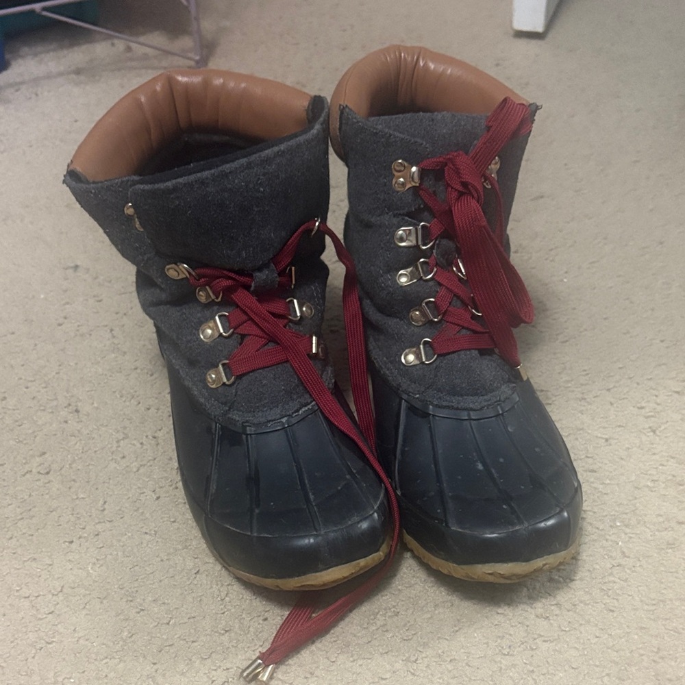 Joie Black and Red Lace Up Boots